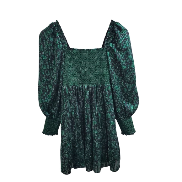 Alice + Olivia Dresses & Skirts - ALICE + OLIVIA Smocked Green Floral Long Sleeve Mini Dress Size XS